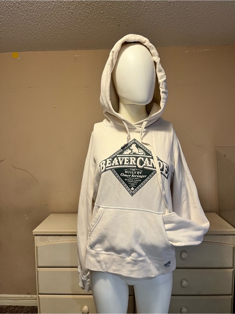 Roots Cream Beaver Canoe Graphic Hoodie